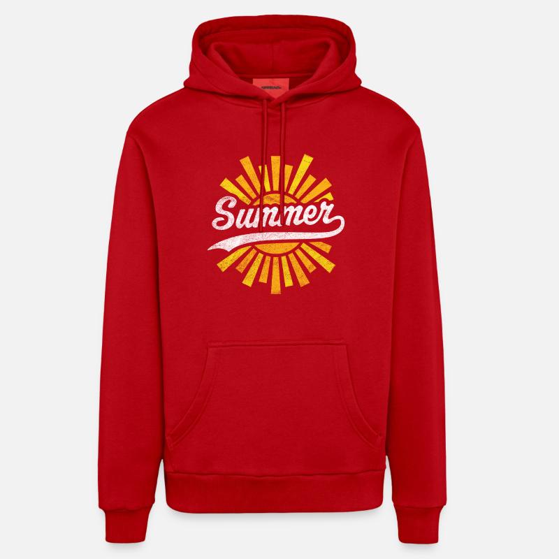 Soleil d’été - Sweat à capuche bio décontracté fabriqué en UE - rouge