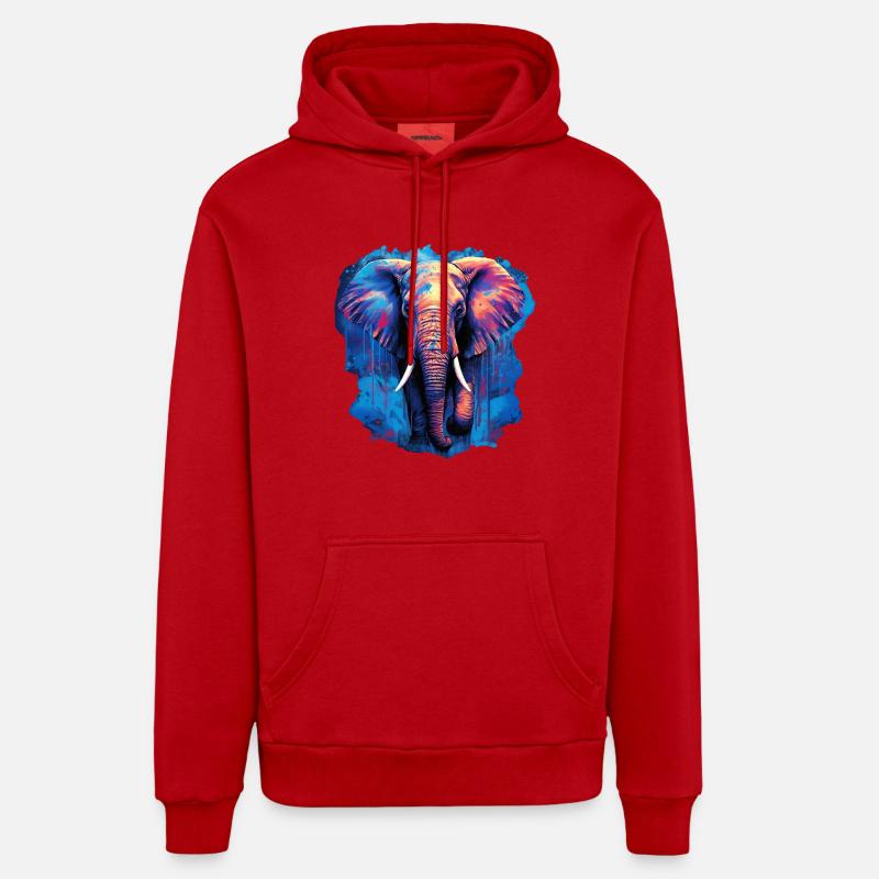 Éléphant - Sweat à capuche bio décontracté fabriqué en UE - rouge