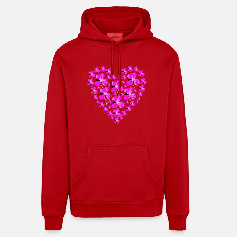 Cœur d’œillets - Sweat à capuche bio décontracté fabriqué en UE - rouge