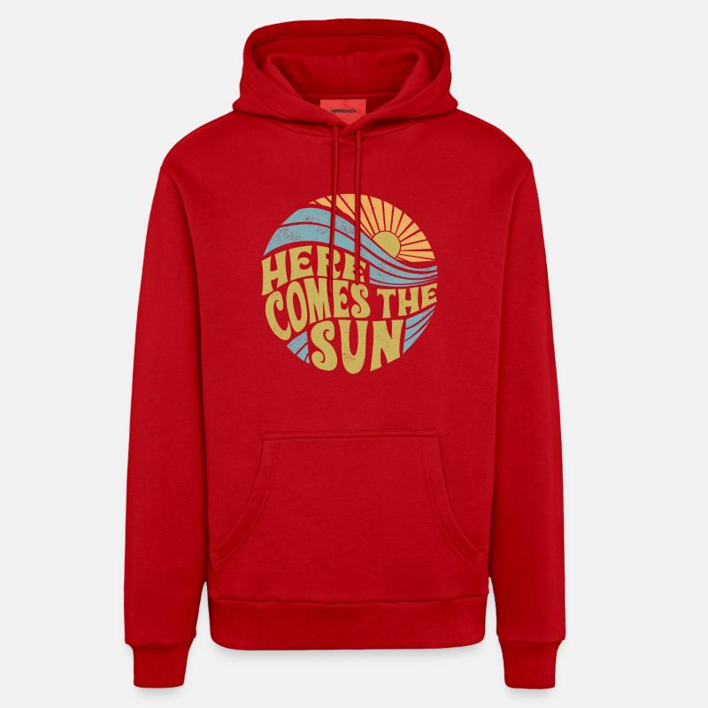 Voici le graphique du soleil - Sweat à capuche bio décontracté fabriqué en UE - rouge
