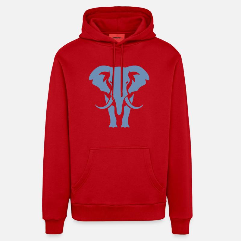 Logo blanc Elephant Silhouette - Sweat à capuche bio décontracté fabriqué en UE - rouge
