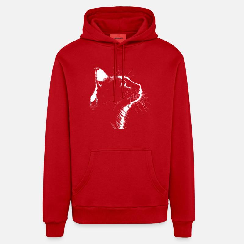 Silhouette Chat - Sweat à capuche bio décontracté fabriqué en UE - rouge