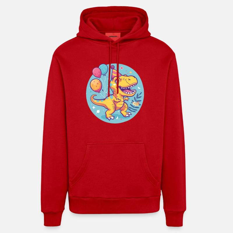 dinosaure t-rex anniversaire bébé - Sweat à capuche bio décontracté fabriqué en UE - rouge