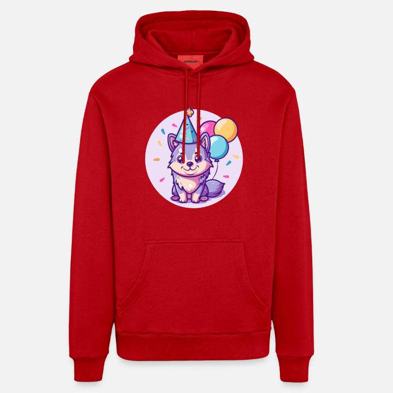 Loup Anniversaire Bébé - Sweat à capuche bio décontracté fabriqué en UE - rouge