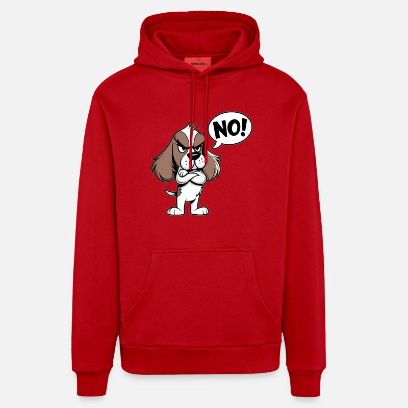 Cocker Spaniel disant "Non ! - Sweat à capuche bio décontracté fabriqué en UE - rouge