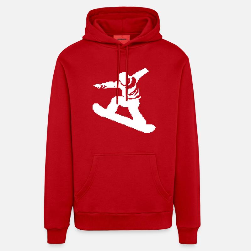 Graphique Pixel Snowboarder - Sweat à capuche bio décontracté fabriqué en UE - rouge