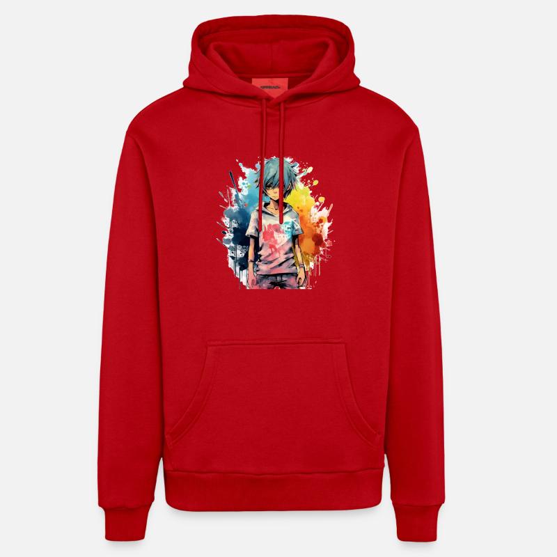 Garçon d’anime - Sweat à capuche bio décontracté fabriqué en UE - rouge