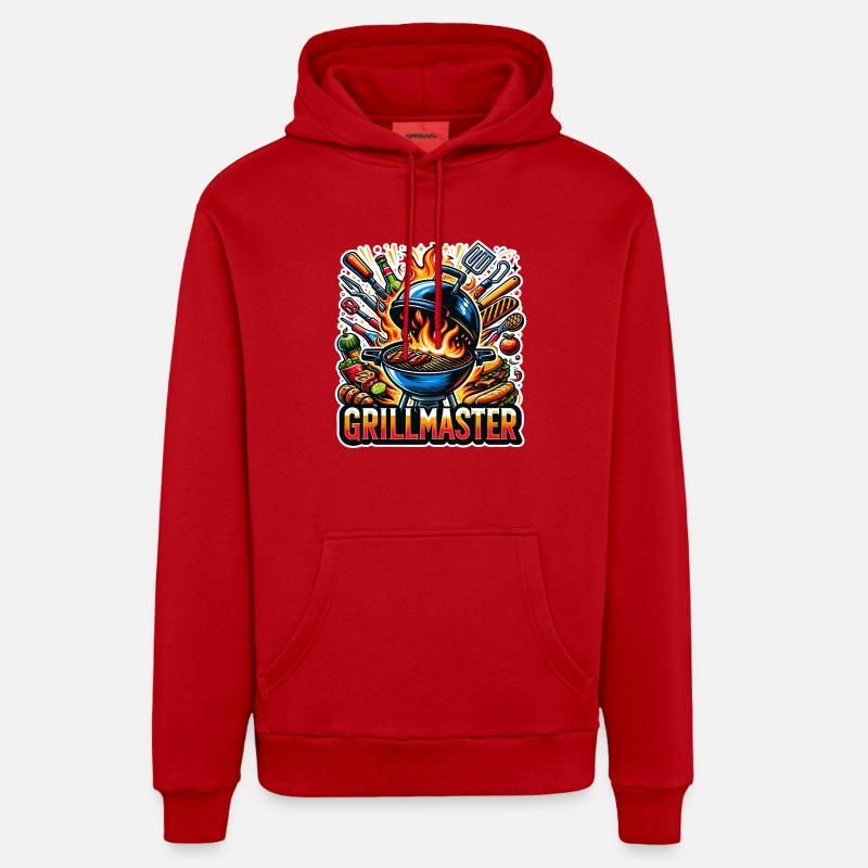 GrillMaster - Illustration de gril - Sweat à capuche bio décontracté fabriqué en UE - rouge