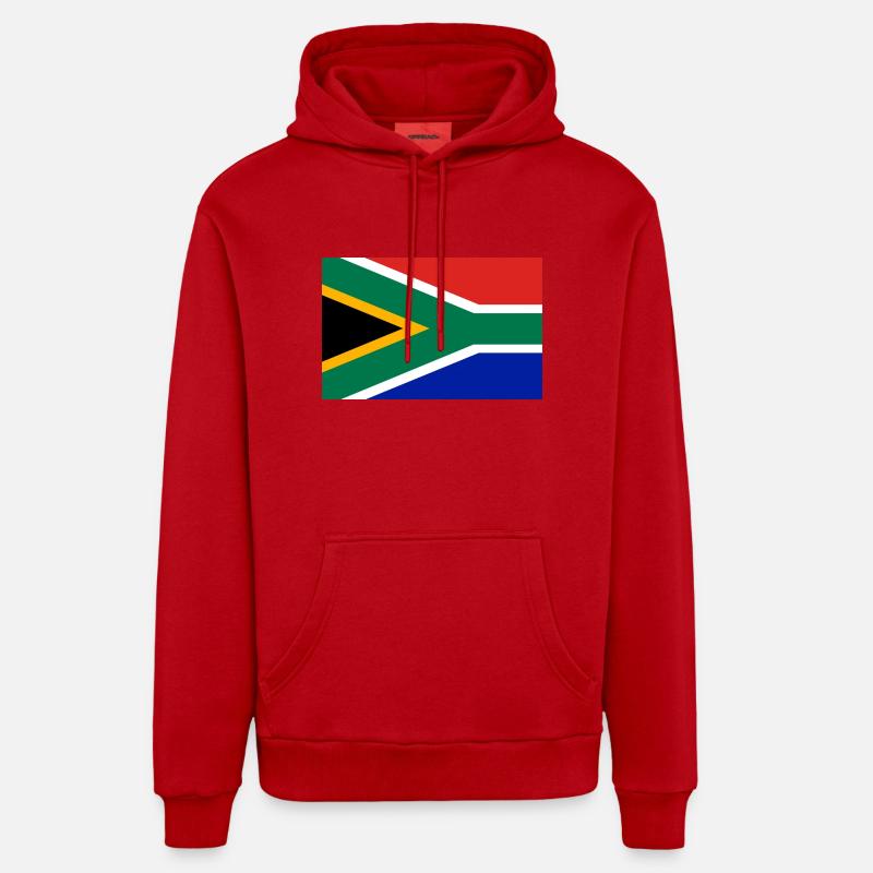 Drapeau de l’Afrique du Sud - Sweat à capuche bio décontracté fabriqué en UE - rouge
