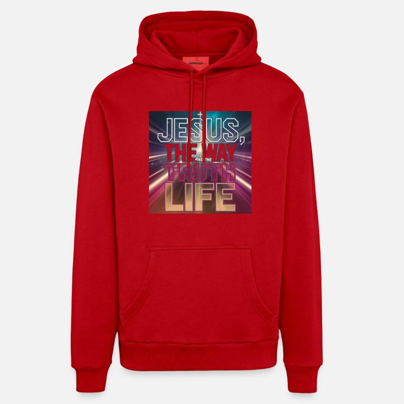 T-shirt moderne Jesus Galaxy - Sweat à capuche bio décontracté fabriqué en UE - rouge