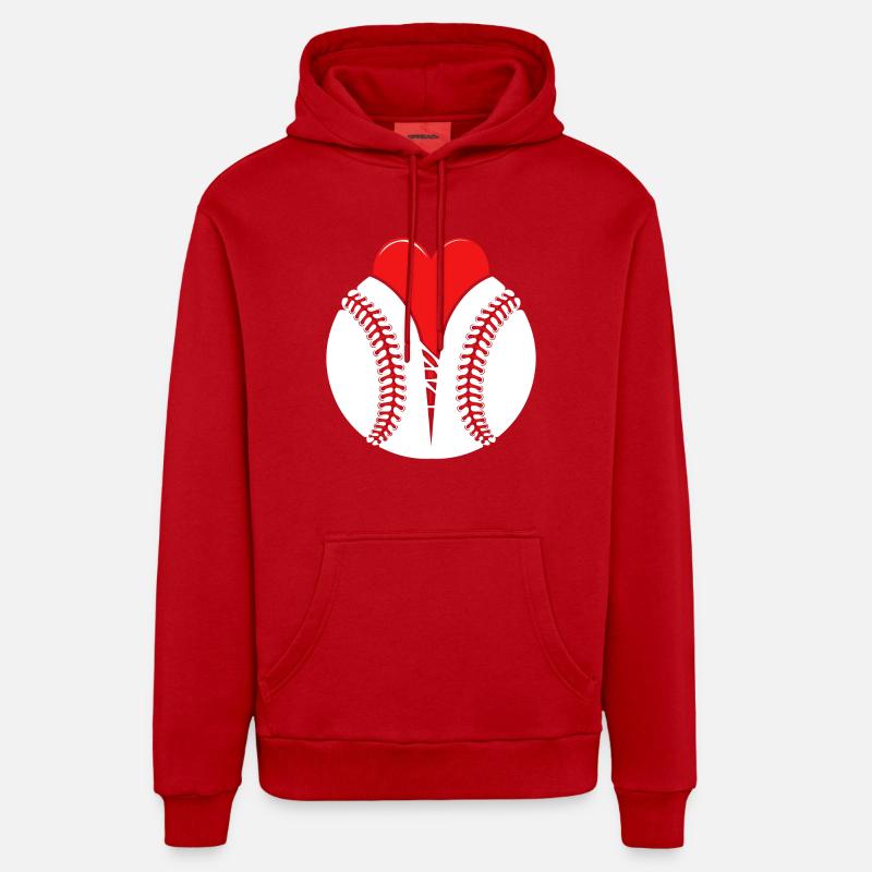 Le baseball que j’aime - Sweat à capuche bio décontracté fabriqué en UE - rouge