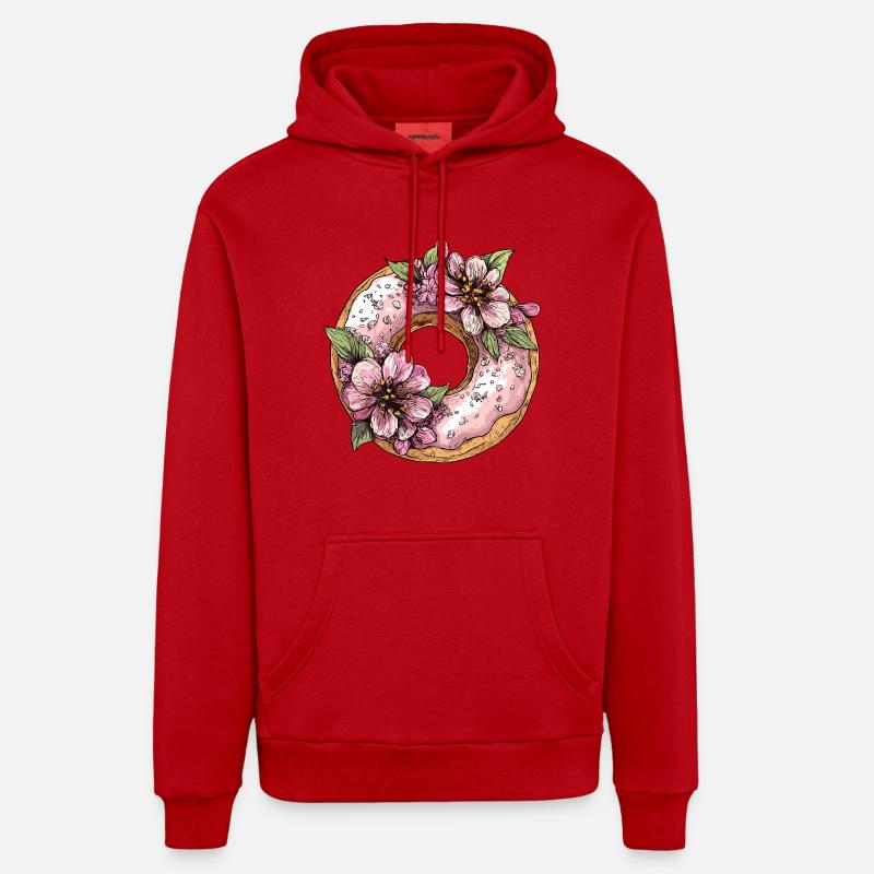 Beignet aux fleurs - Sweat à capuche bio décontracté fabriqué en UE - rouge