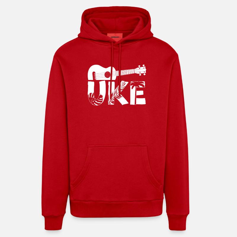 Ukulélé hawaïen uke uke - Sweat à capuche bio décontracté fabriqué en UE - rouge