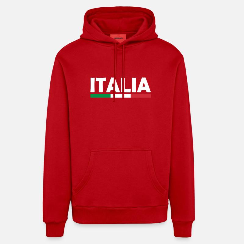 Drapeau de l’Italie - Sweat à capuche bio décontracté fabriqué en UE - rouge