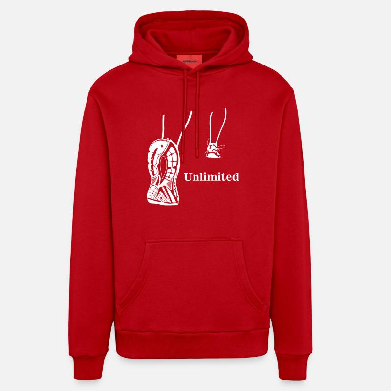 Illimité - conception en cours d'exécution - Sweat à capuche bio décontracté fabriqué en UE - rouge