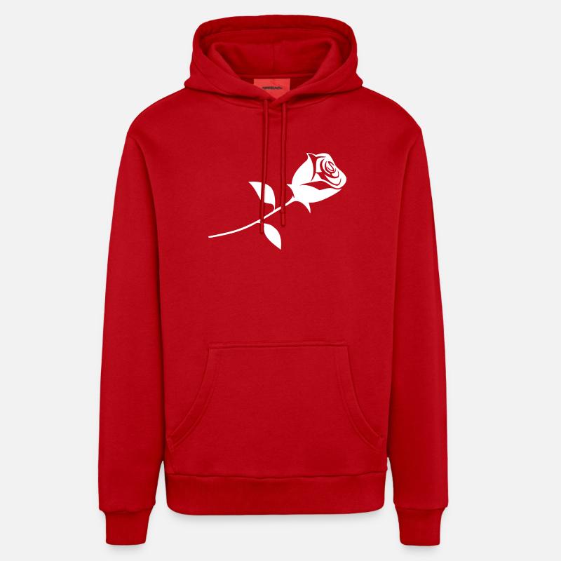 Une rose - Sweat à capuche bio décontracté fabriqué en UE - rouge