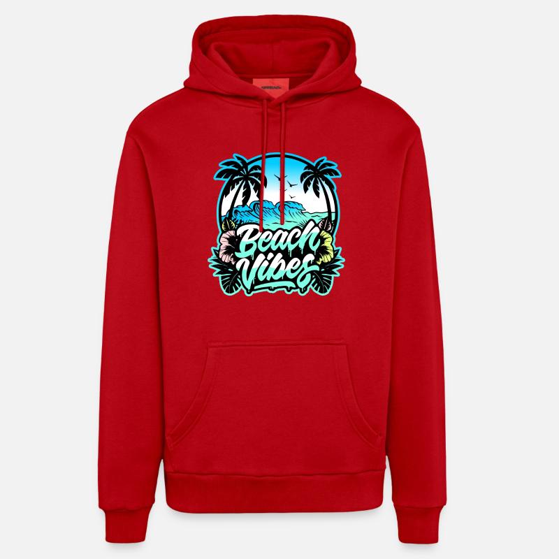Ambiance de plage 🌊 - Sweat à capuche bio décontracté fabriqué en UE - rouge