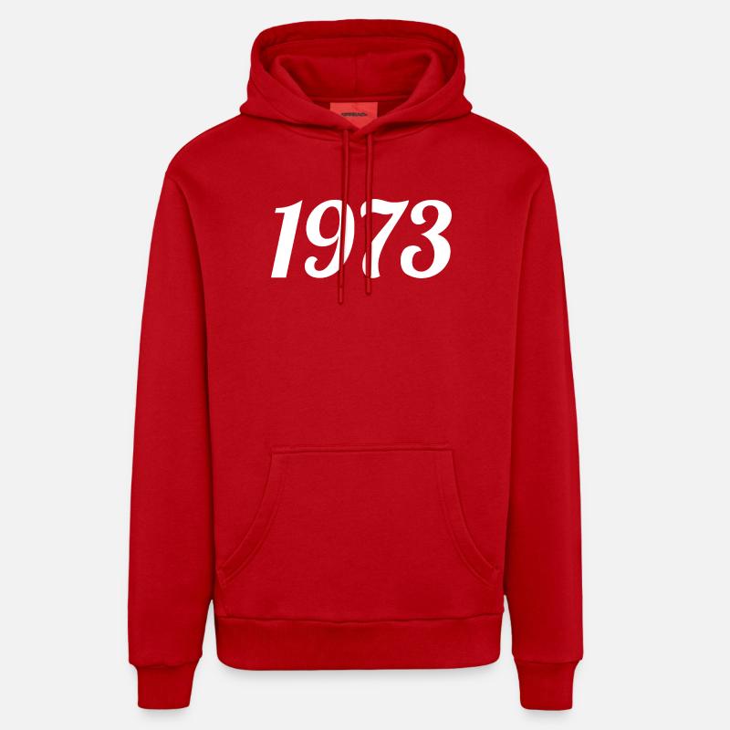 1973 - Sweat à capuche bio décontracté fabriqué en UE - rouge