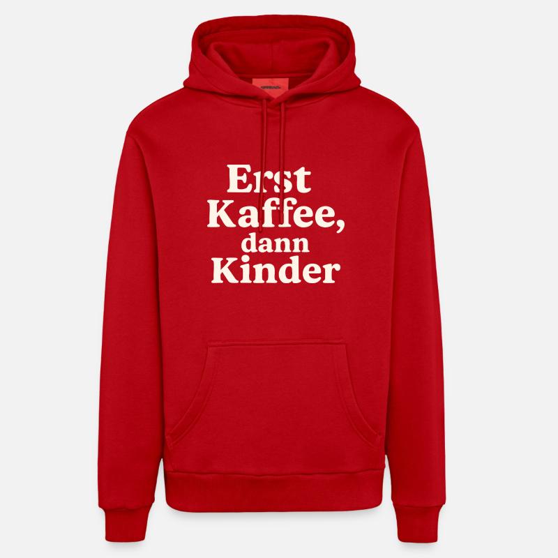 Erst Kaffee, Dann Kinder (hellbeige) - Organic Relaxed Hoodie Made in EU - Rot