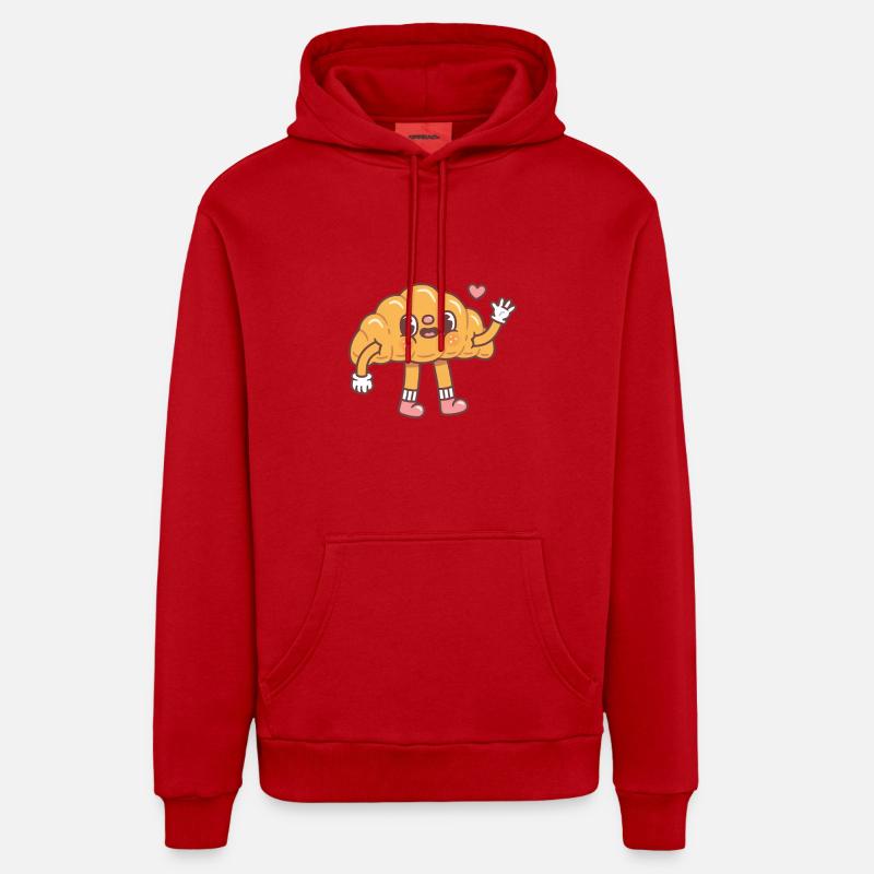 Croissant mignon dit bonjour - Sweat à capuche bio décontracté fabriqué en UE - rouge
