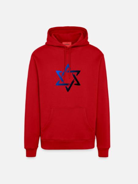 Davidstern Symbol - Organic Relaxed Hoodie Made in EU - Rot
