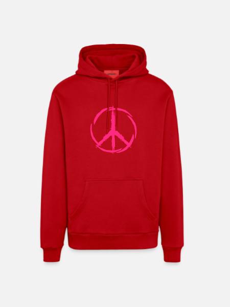Peace symbol pink peace freedom - Organic Relaxed Hoodie Made in EU - red