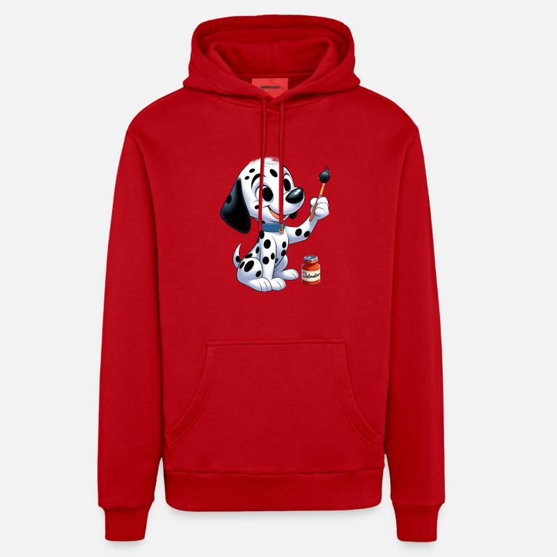 dalmatien 4 - Sweat à capuche bio décontracté fabriqué en UE - rouge