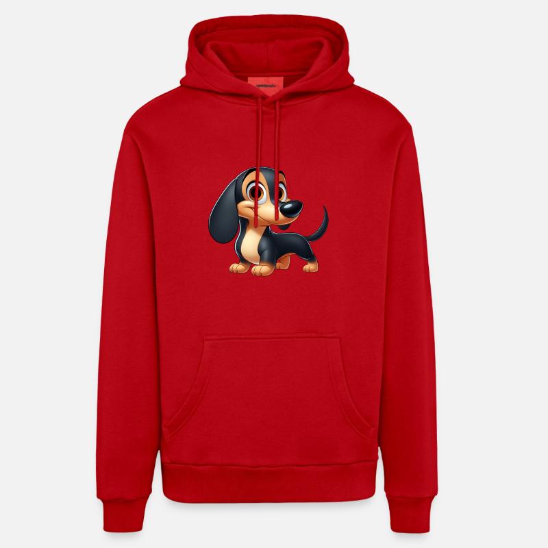 teckel 3 - Sweat à capuche bio décontracté fabriqué en UE - rouge