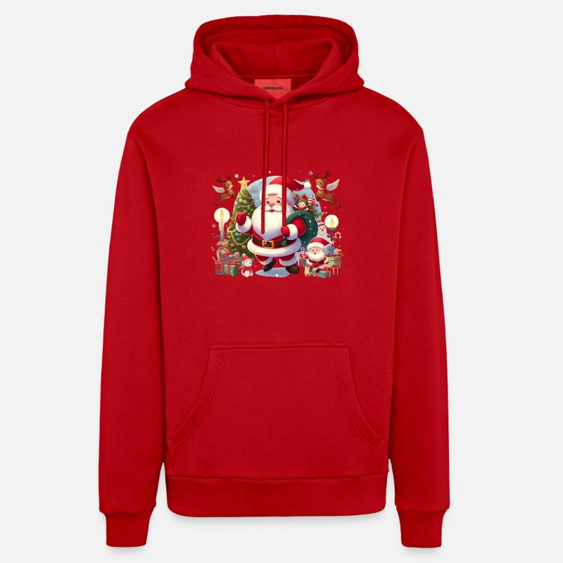 santa - Sweat à capuche bio décontracté fabriqué en UE - rouge