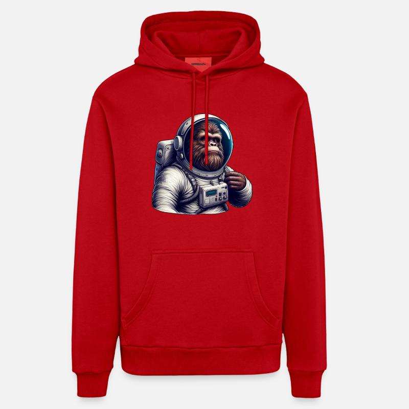 Astronaute gorille dans l’espace - Sweat à capuche bio décontracté fabriqué en UE - rouge