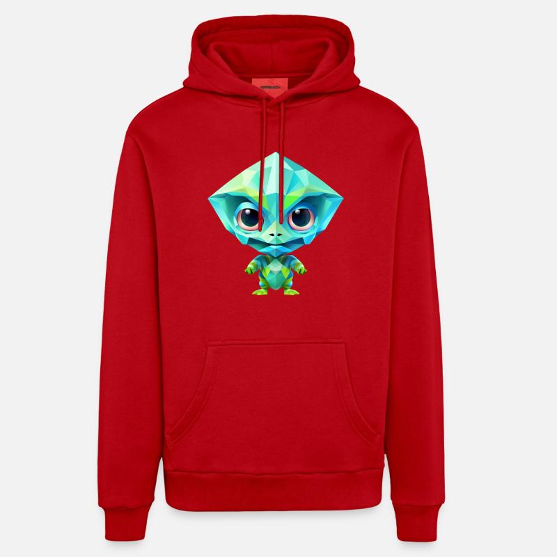 Polygone vert extraterrestre extraterrestre - Sweat à capuche bio décontracté fabriqué en UE - rouge