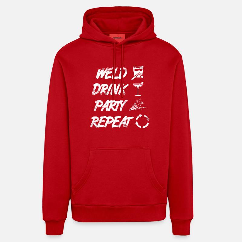 souder, boire, célébrer, répéter - Sweat à capuche bio décontracté fabriqué en UE - rouge
