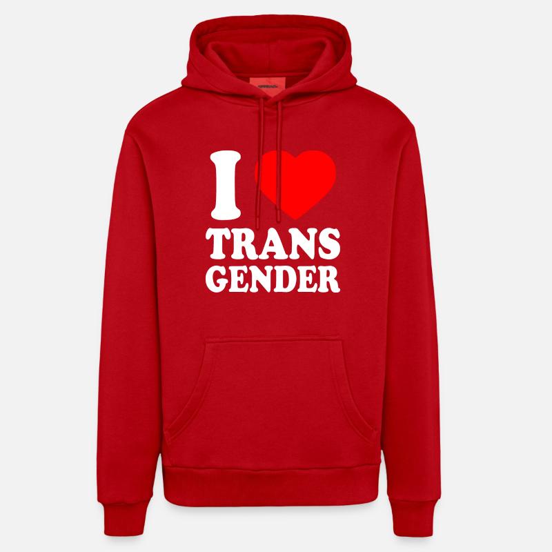 I love transgender trans - Sweat à capuche bio décontracté fabriqué en UE - rouge