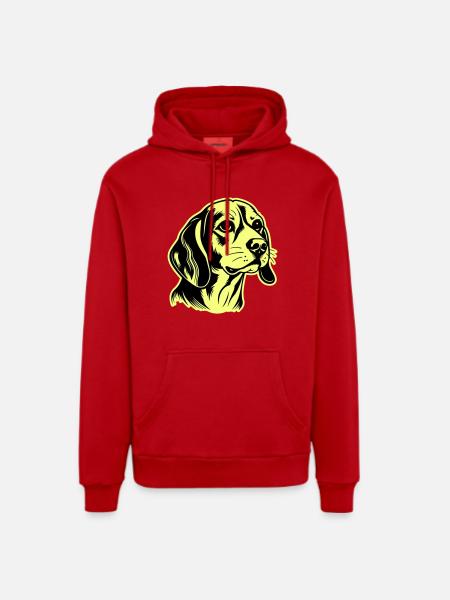 Beagle Dog Head - Organic Relaxed Hoodie Made in EU - red