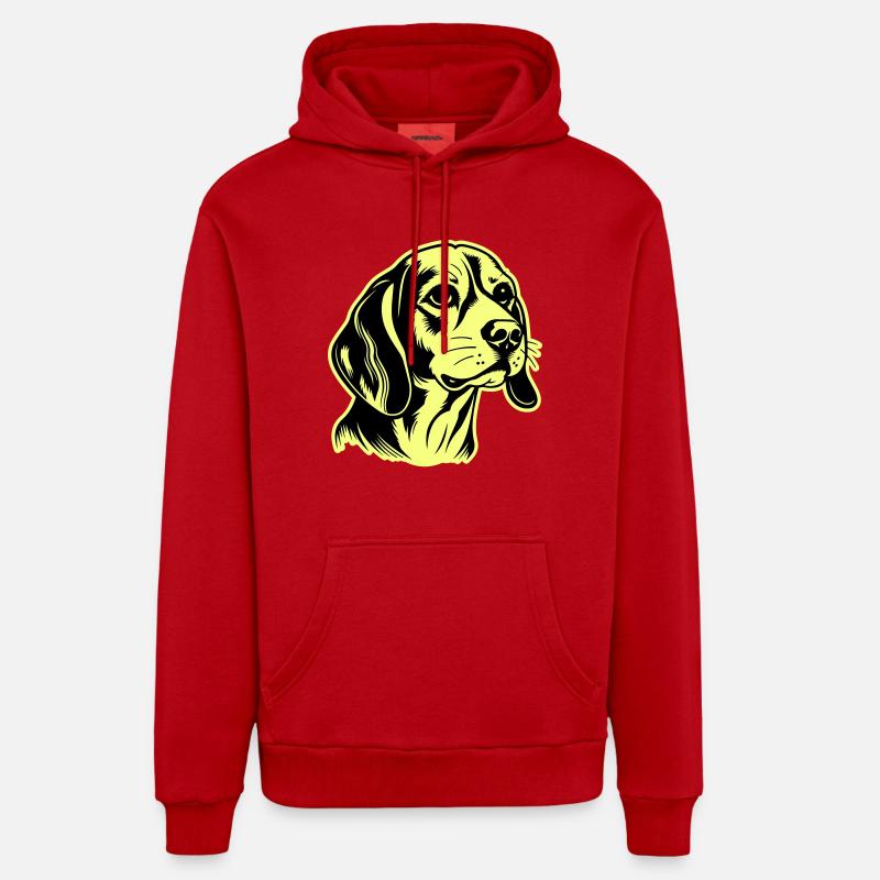Tête de chien Beagle - Sweat à capuche bio décontracté fabriqué en UE - rouge