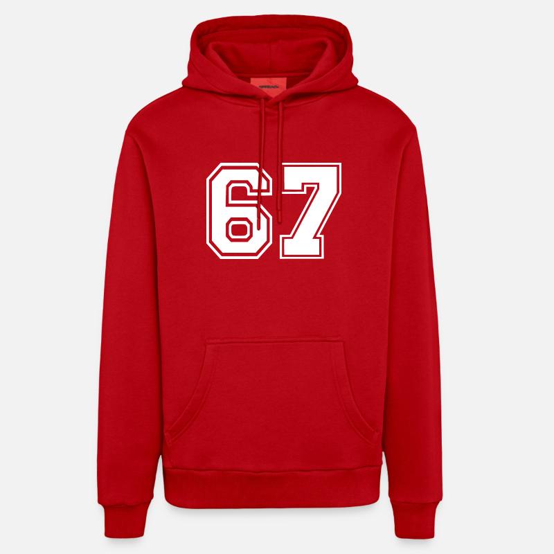 67 - Sweat à capuche bio décontracté fabriqué en UE - rouge