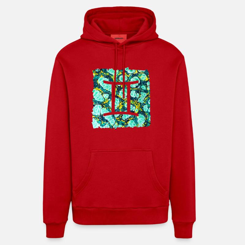 Gémeaux E 241 - Sweat à capuche bio décontracté fabriqué en UE - rouge