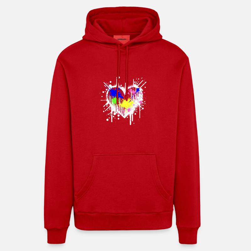 Graffiti Coeur - Sweat à capuche bio décontracté fabriqué en UE - rouge