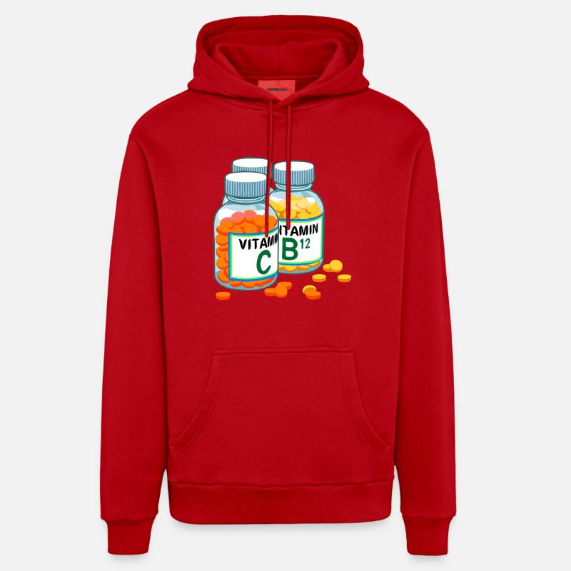 vitamines - Sweat à capuche bio décontracté fabriqué en UE - rouge