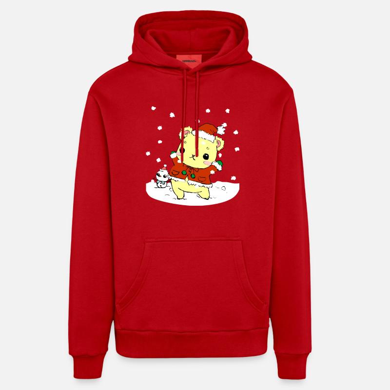 Doux teddy de Noël - Sweat à capuche bio décontracté fabriqué en UE - rouge