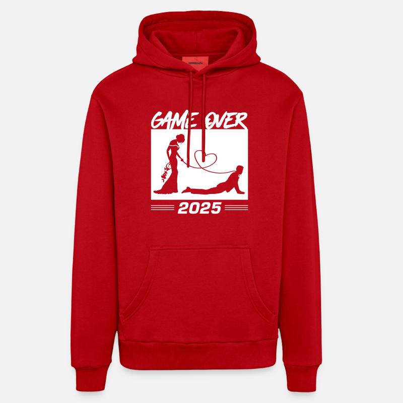 Game Over 2025 Mariage - Sweat à capuche bio décontracté fabriqué en UE - rouge