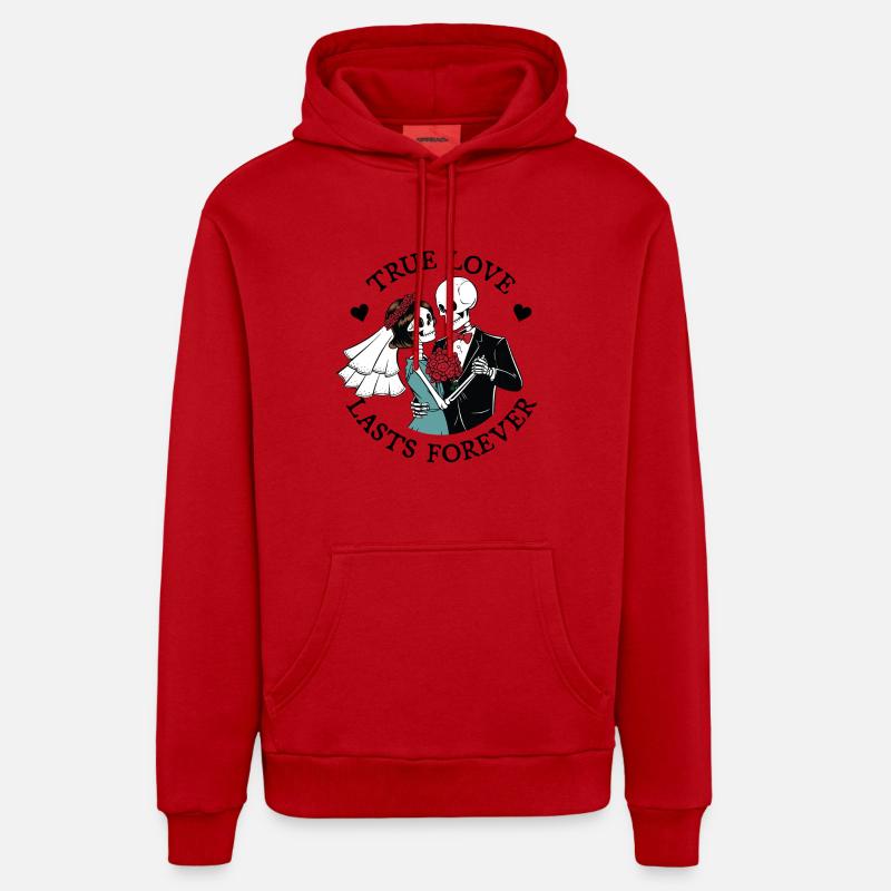 L’amour véritable dure éternellement - Sweat à capuche bio décontracté fabriqué en UE - rouge