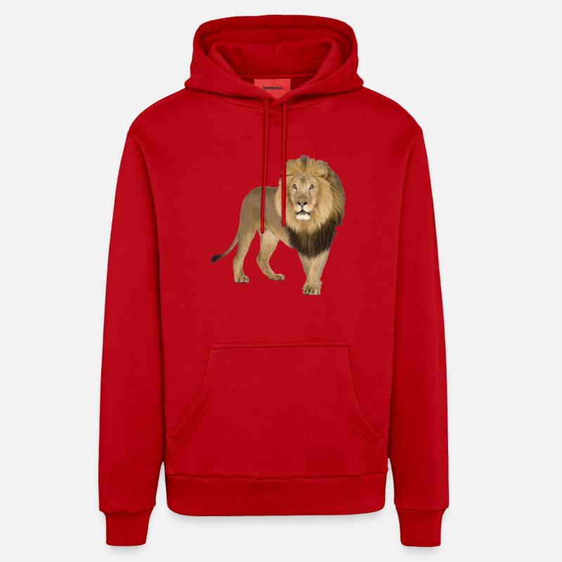 Lion - Sweat à capuche bio décontracté fabriqué en UE - rouge