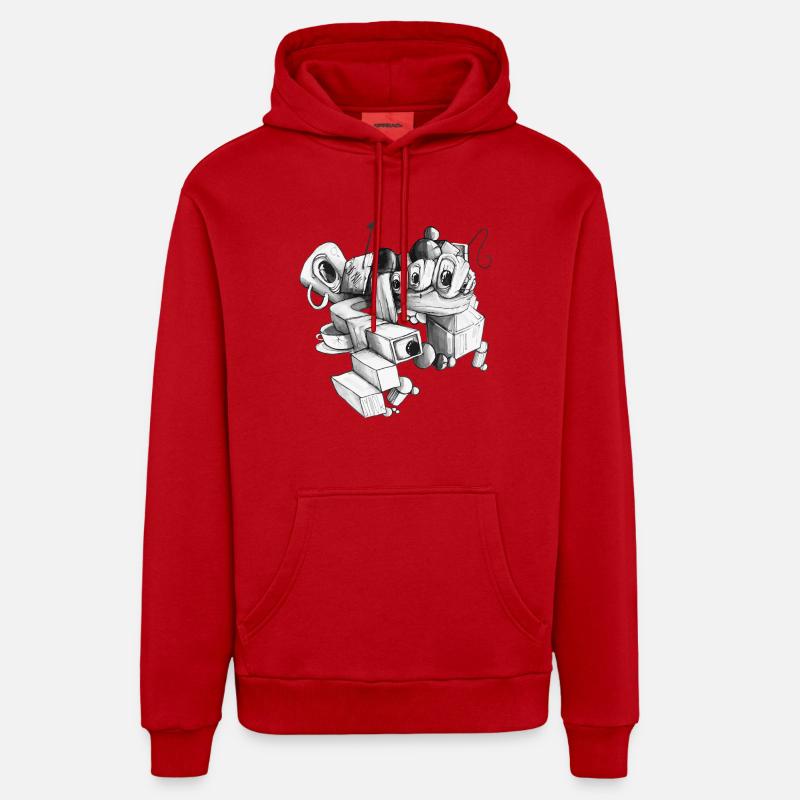 COURRIER US - Sweat à capuche bio décontracté fabriqué en UE - rouge