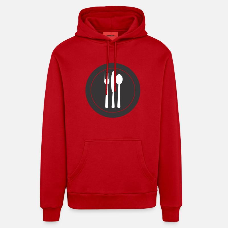 couverts vaisselle flatware silverware cutlery154 - Sweat à capuche bio décontracté fabriqué en UE - rouge