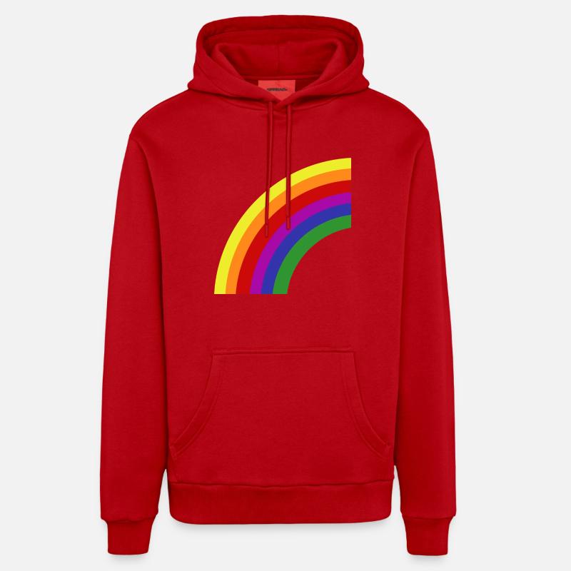 arc en ciel - Sweat à capuche bio décontracté fabriqué en UE - rouge