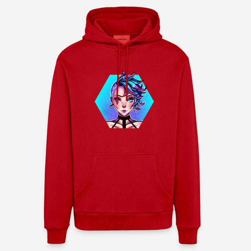 Blue Punk - Sweat à capuche bio décontracté fabriqué en UE - rouge
