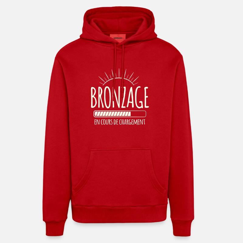 Tan Loading, Été, Vacances, Français - Sweat à capuche bio décontracté fabriqué en UE - rouge