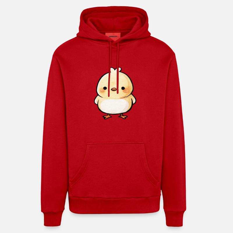 poussin mignon - Sweat à capuche bio décontracté fabriqué en UE - rouge