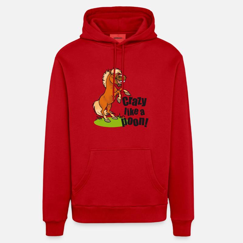 Poney crazy texte noir - Sweat à capuche bio décontracté fabriqué en UE - rouge